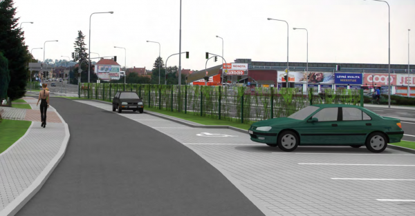 Vizualizace treláží podél průtahu.